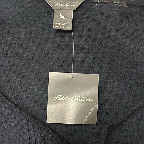 NWT Eddie Bauer Women’s Dark Navy Blue Button Down Cotton Blouse Size 2XL NWT - Picture 2 of 10